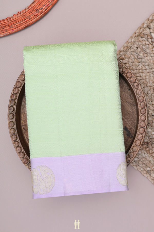 Kanchipuram Silk Saree In Pastel Green With Jacquard Pattern