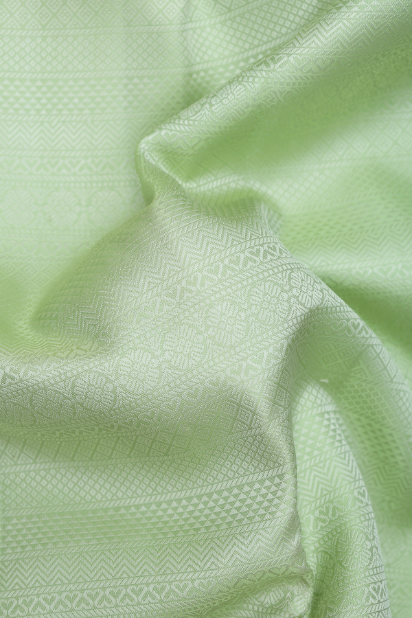 Kanchipuram Silk Saree In Pastel Green With Jacquard Pattern