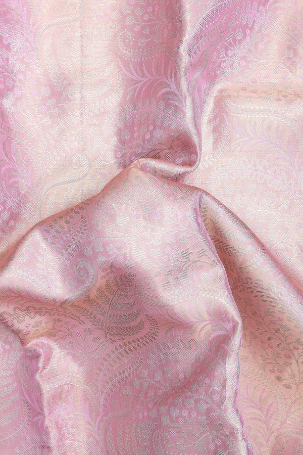 Kanchipuram Silk Saree In Pink Tissue With Floral Design