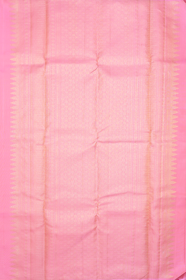 Kanchipuram Silk Saree In Pink With Checks Along Buttas