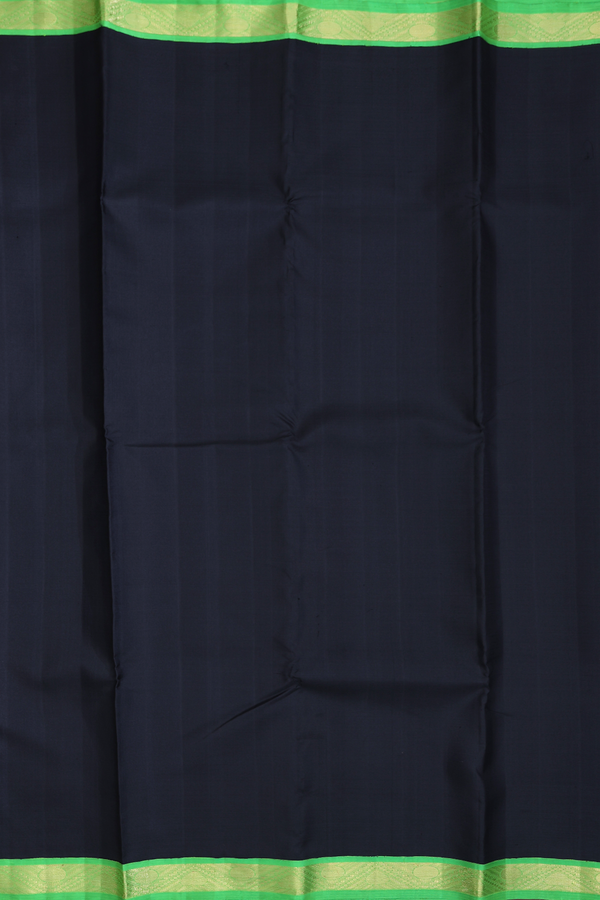Kanchipuram Silk Saree In Plain Black With Korvai Border