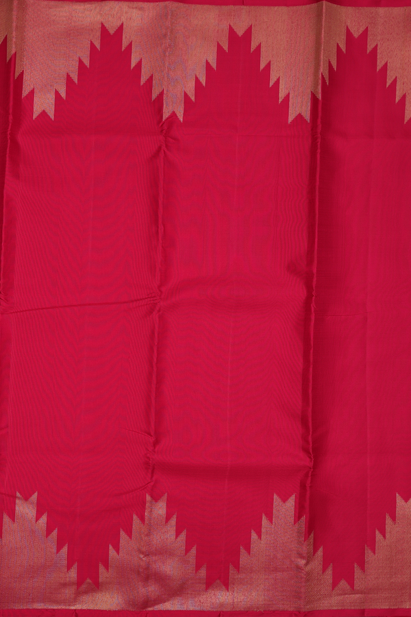 Kanchipuram Silk Saree In Plain Chilli Red With Temple Border
