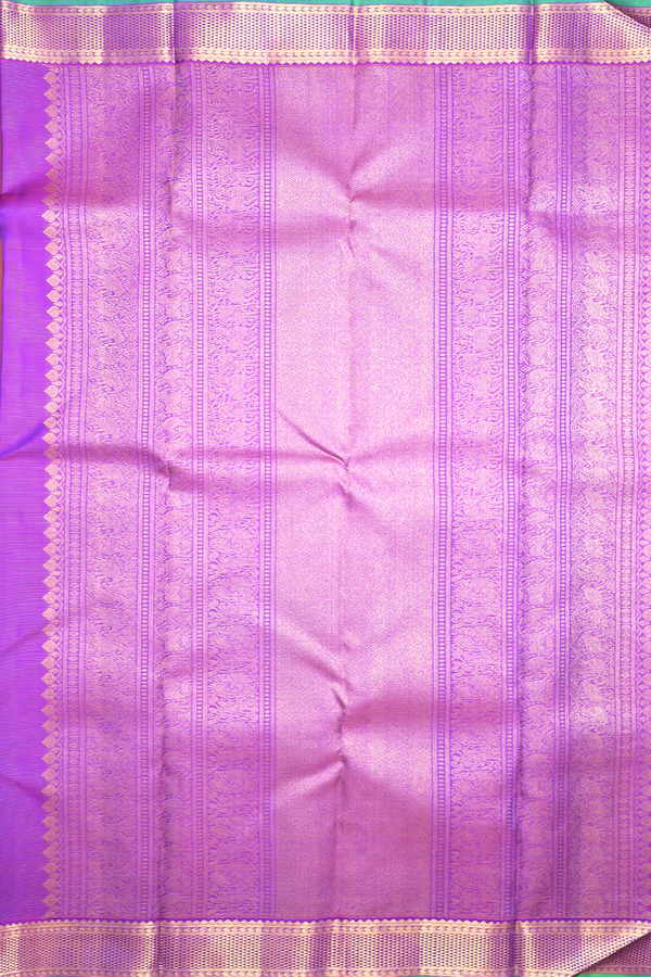 Kanchipuram Silk Saree In Purple Along Stripes With Buttas