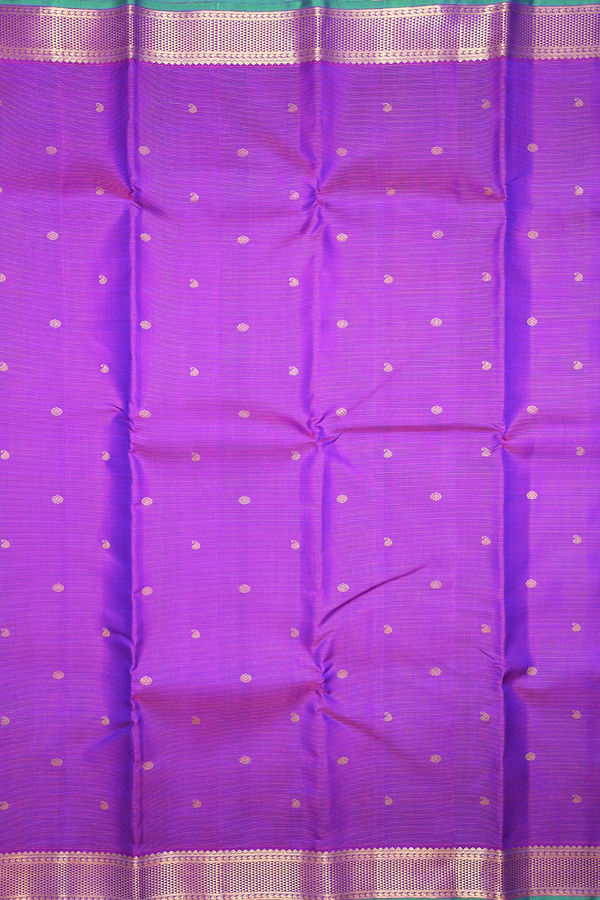 Kanchipuram Silk Saree In Purple Along Stripes With Buttas