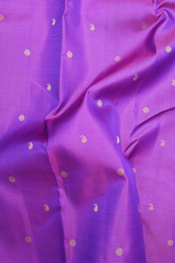 Kanchipuram Silk Saree In Purple Along Stripes With Buttas