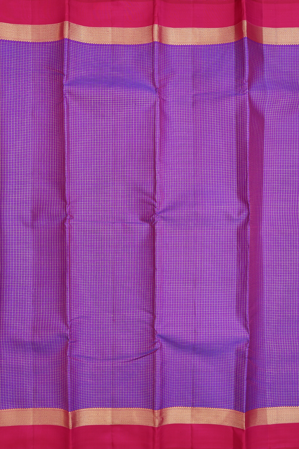 Kanchipuram Silk Saree In Purple With Checks Design