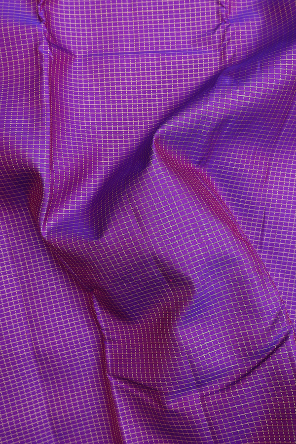 Kanchipuram Silk Saree In Purple With Checks Design