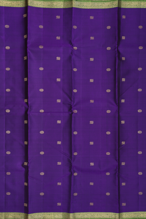 Kanchipuram Silk Saree In Purple With Peacock Buttas