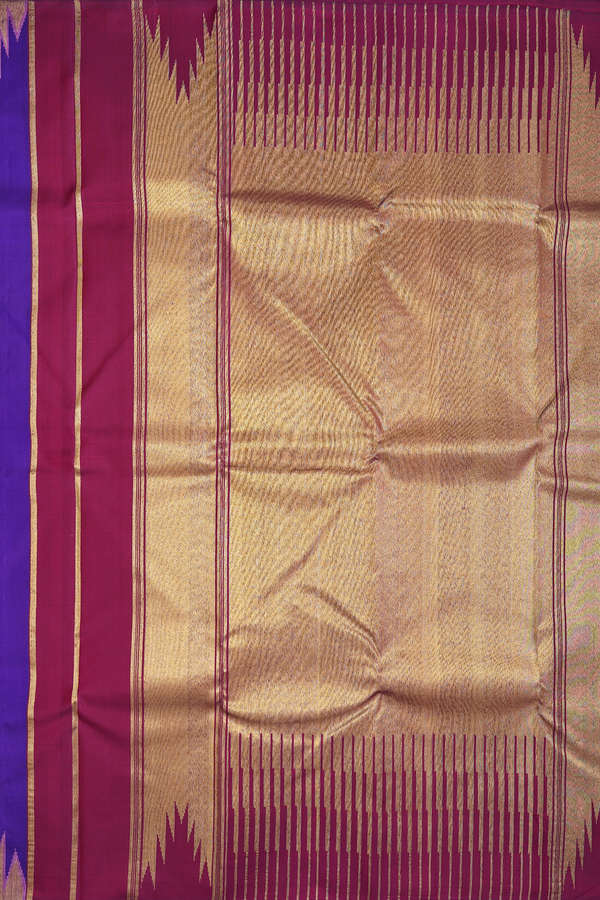 Kanchipuram Silk Saree In Purple With Temple Border