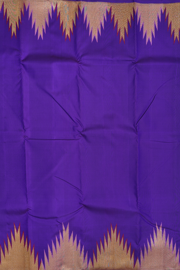 Kanchipuram Silk Saree In Purple With Temple Border
