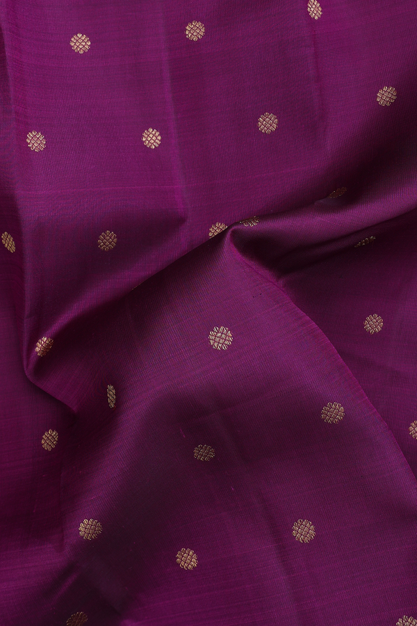 Kanchipuram Silk Saree In Purple With Zari Buttas