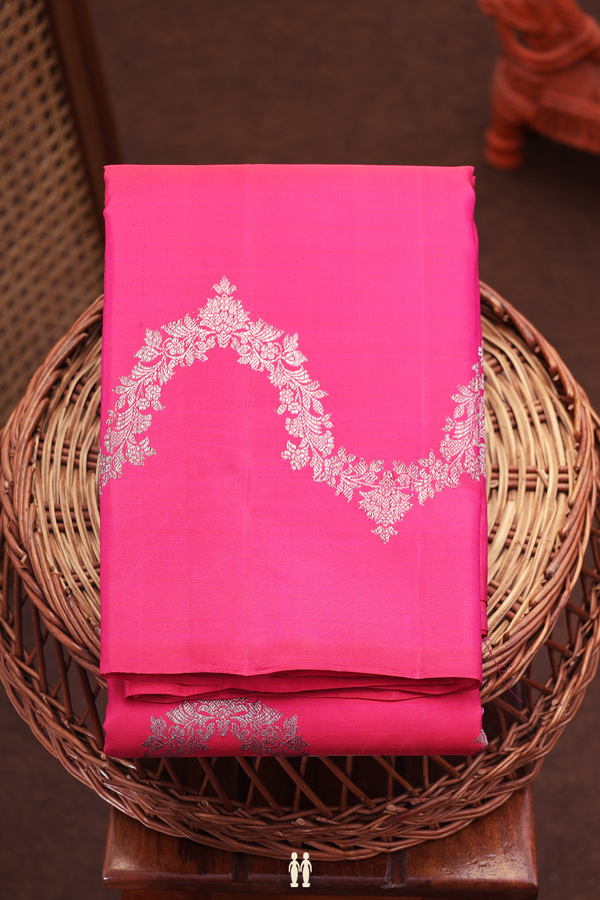 Kanchipuram Silk Saree In Rani Pink With Allover Design