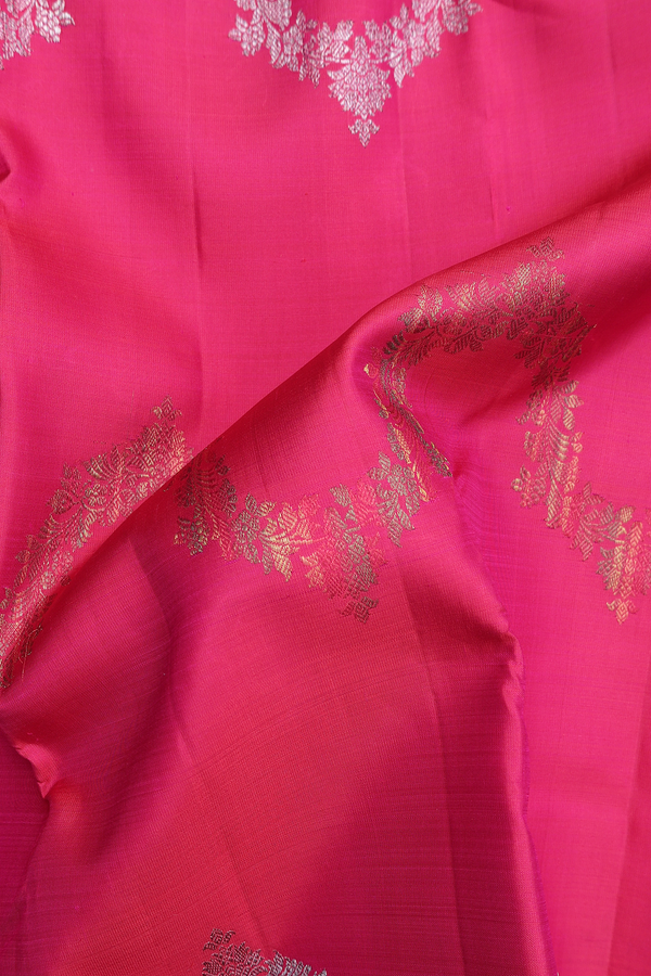 Kanchipuram Silk Saree In Rani Pink With Allover Design
