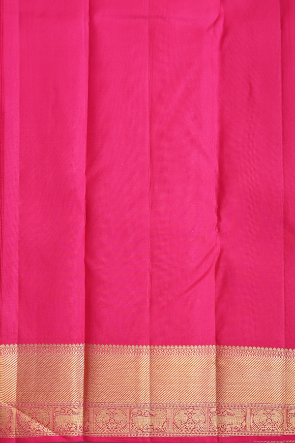 Kanchipuram Silk Saree In Rani Pink With Brocade Design