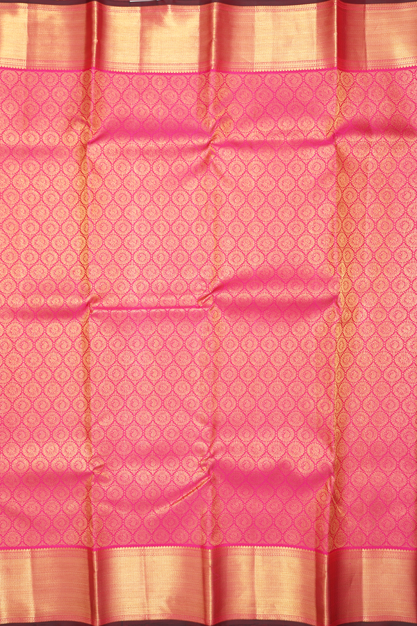 Kanchipuram Silk Saree In Rani Pink With Brocade Design