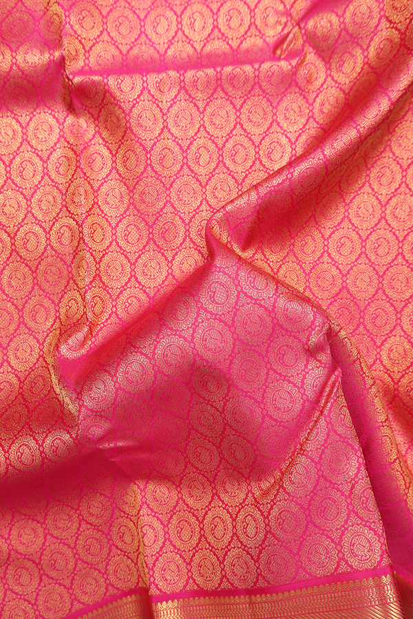 Kanchipuram Silk Saree In Rani Pink With Brocade Design