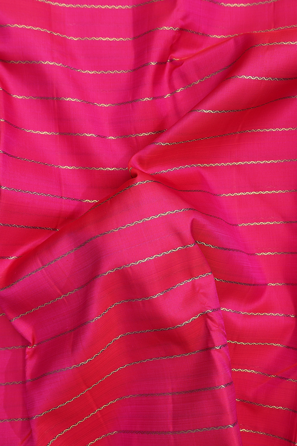 Kanchipuram Silk Saree In Rani Pink With Stripes Design