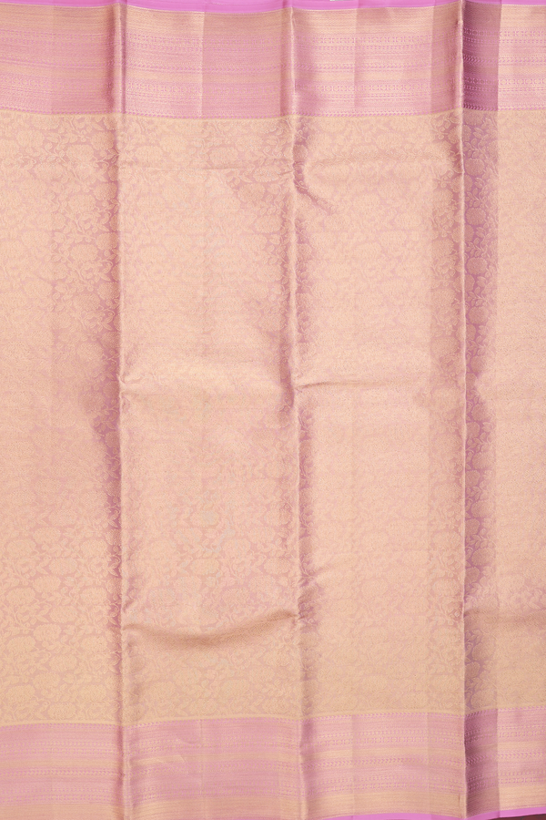Kanchipuram Silk Saree In Rose Gold Tissue With Floral Design