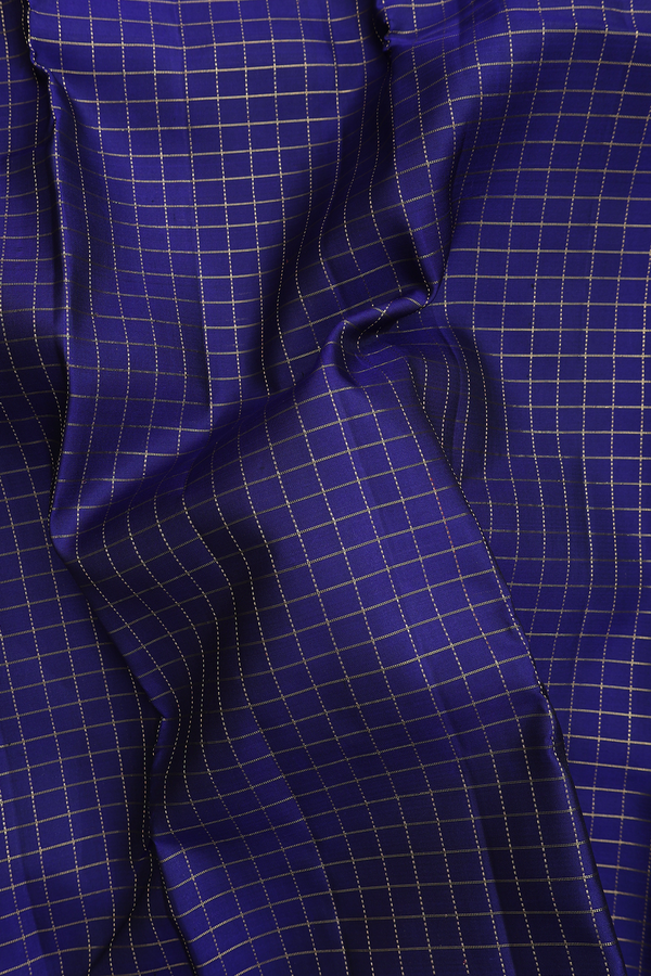 Kanchipuram Silk Saree In Royal Blue With Checks Design