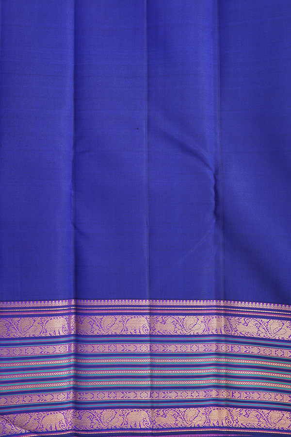 Kanchipuram Silk Saree In Royal Blue With Floral Buttas