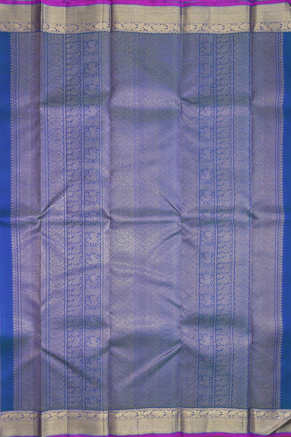 Kanchipuram Silk Saree In Royal Blue With Floral Buttis