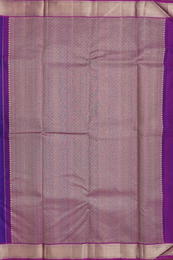 Kanchipuram Silk Saree In Royal Blue With Peacock Buttas