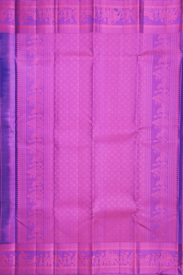 Kanchipuram Silk Saree In Royal Blue With Peacock Buttas