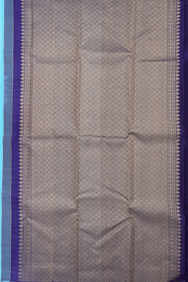 Kanchipuram Silk Saree In Sky Blue Stripes Design