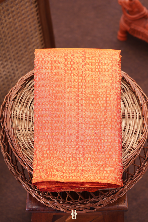 Kanchipuram Silk Saree In Spiced Orange With Brocade Design