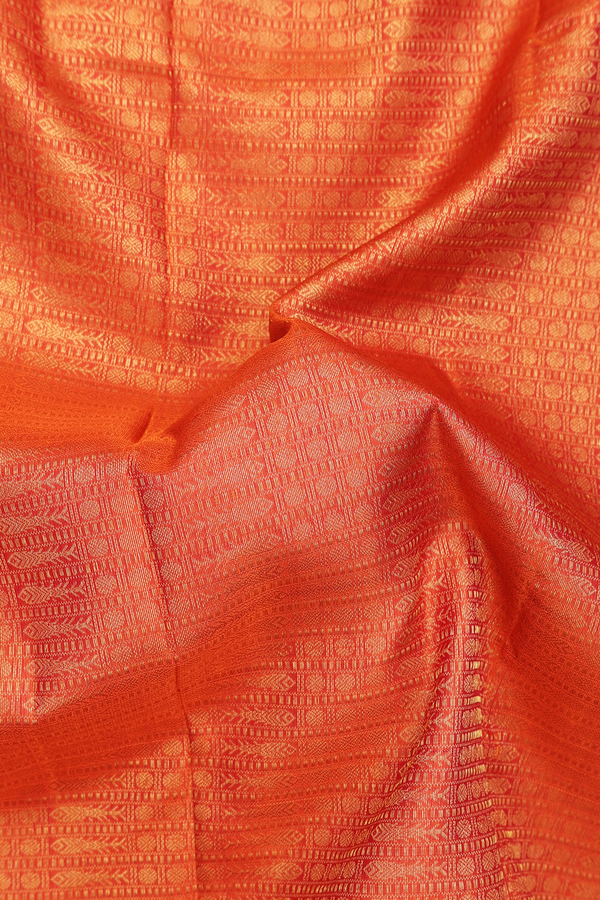 Kanchipuram Silk Saree In Spiced Orange With Brocade Design