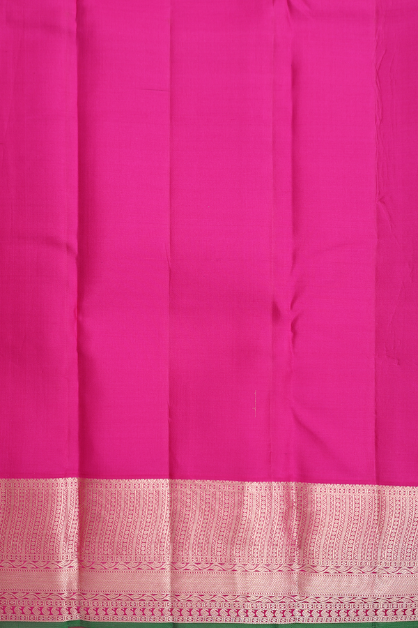 Kanchipuram Silk Saree In Yellow With Peacock Design