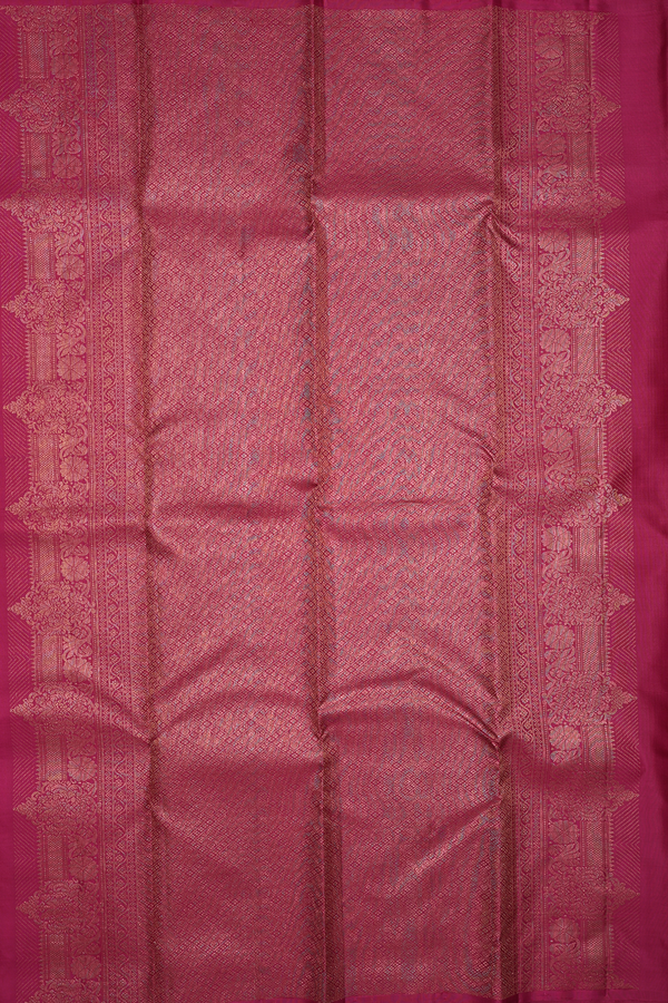Kanchipuram Silk Saree Melon Orange With Checks Along Buttas