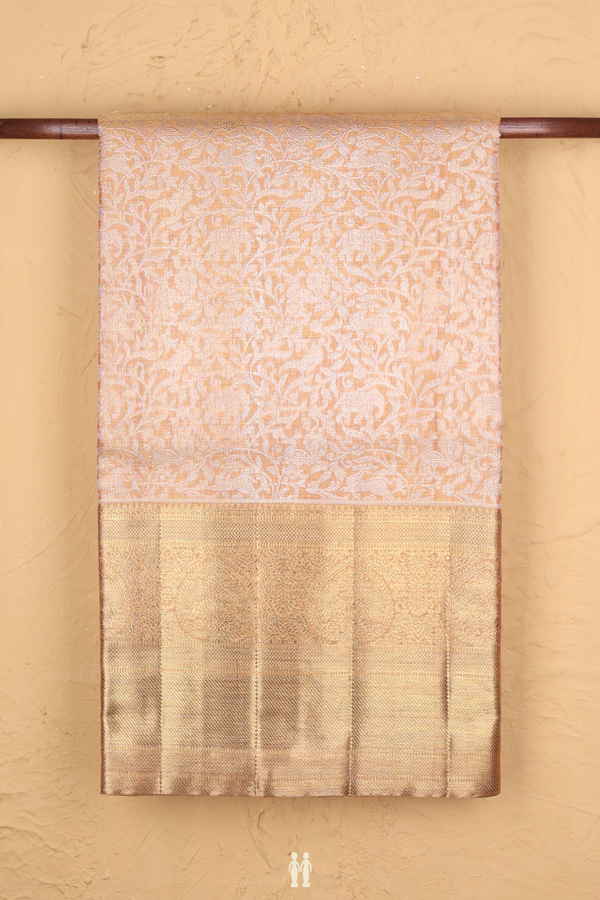 Kanchipuram Silk Saree Orange Tissue With Vanasingaram Design
