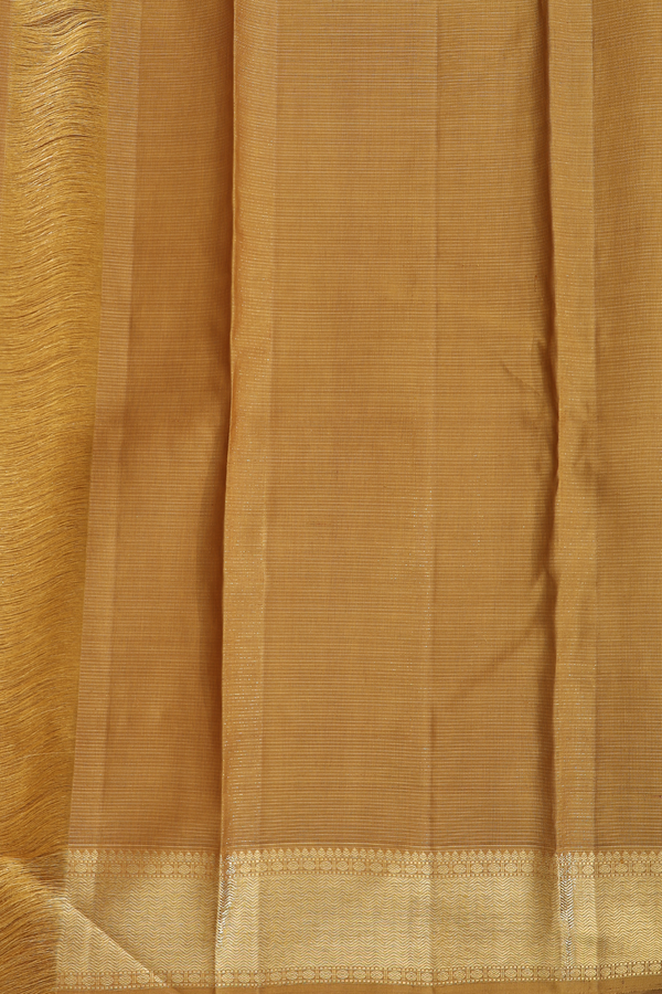 Kanchipuram Silk Saree Peanut Brown Along Checks With Buttas