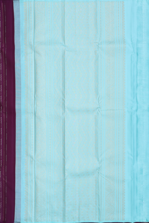 Kanchipuram Silk Saree Plum Purple Along Stripes With Buttas