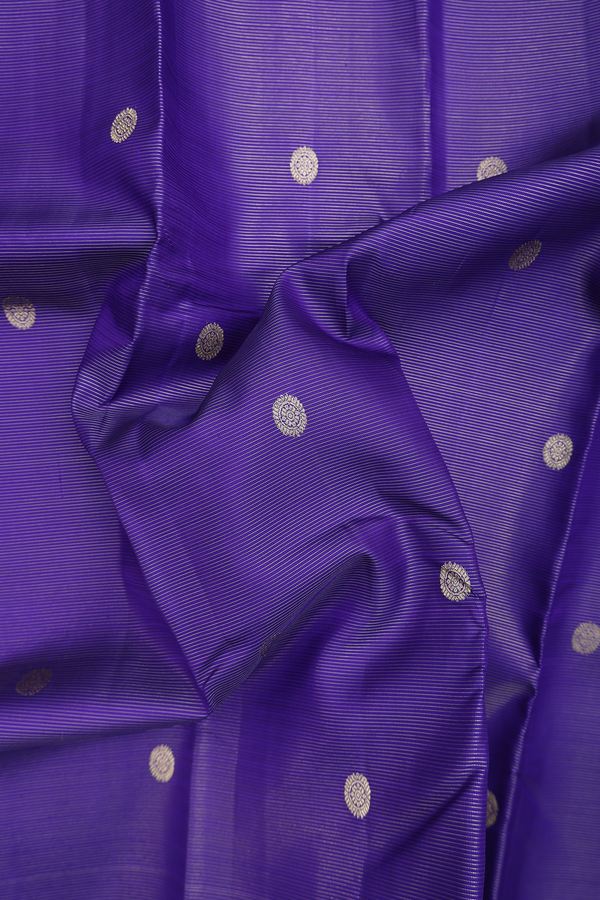 Kanchipuram Silk Saree Royal Blue Along Stripes With Buttas