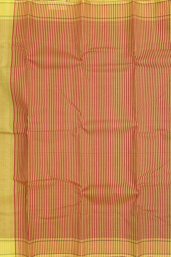 Koorainadu Silk Cotton Saree In Red And Yellow With Checks