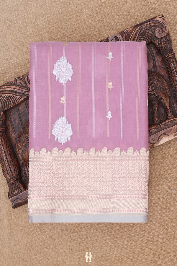 Kora Banarasi Silk Saree Dusty Rose Pink With Allover Design