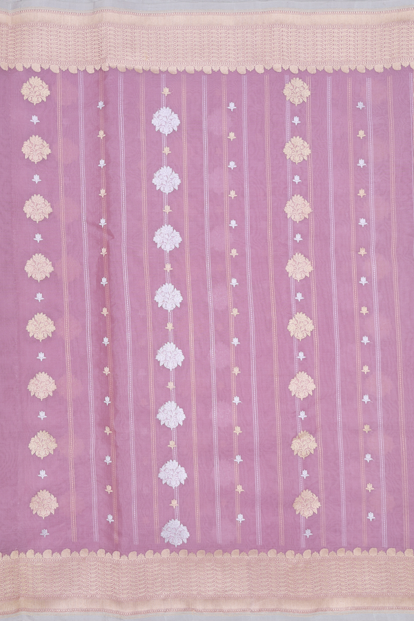 Kora Banarasi Silk Saree Dusty Rose Pink With Allover Design