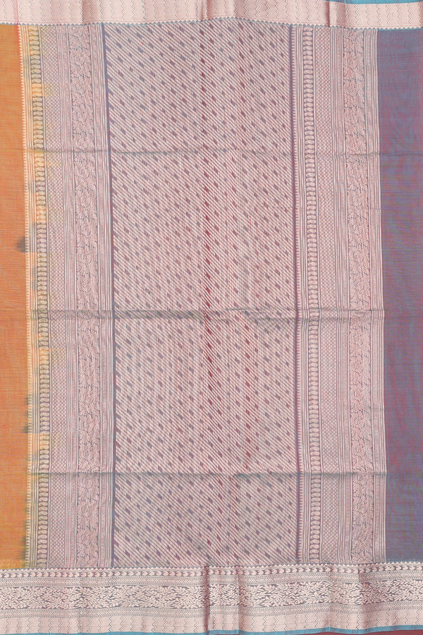 Kora Silk Cotton Saree In Dual Tone With Zari Buttas