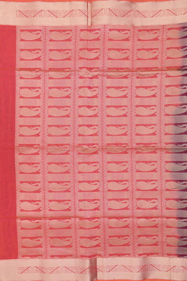 Kora Silk Cotton Saree In Forest Green With Floral Buttas