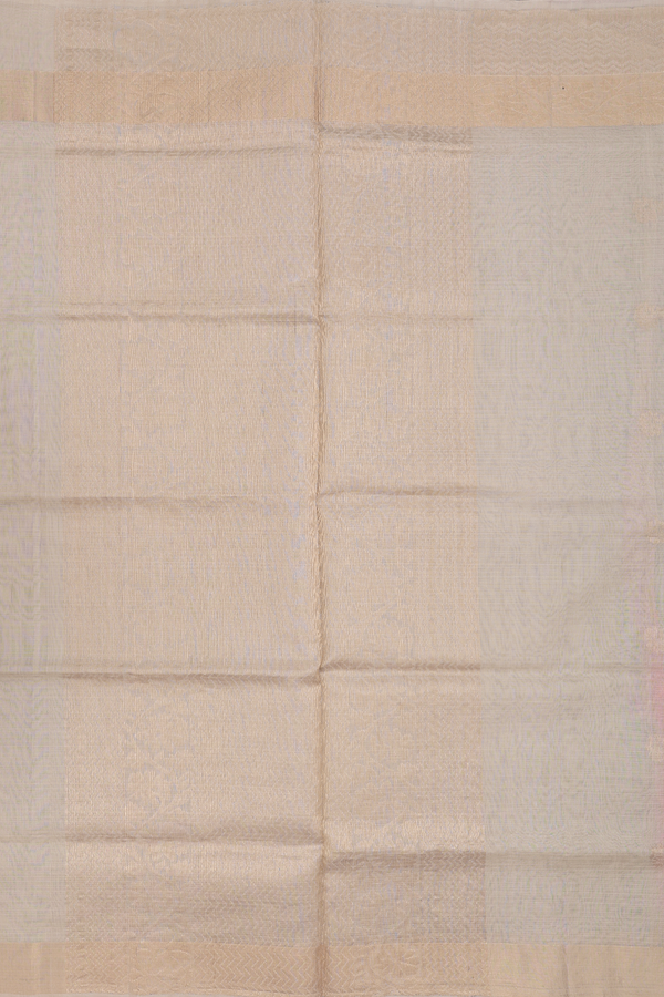 Kora Silk Cotton Saree In Pastel Brown With Floral Buttas