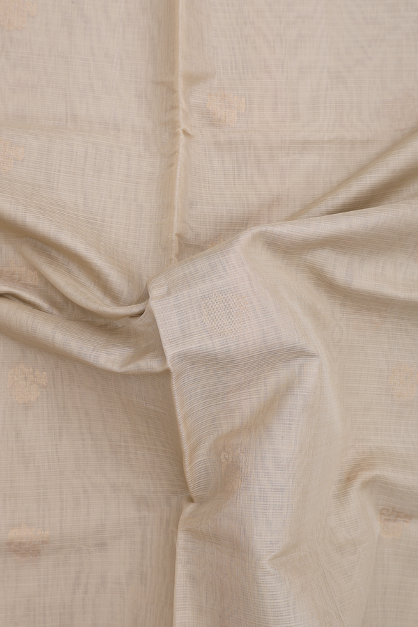 Kora Silk Cotton Saree In Pastel Brown With Floral Buttas