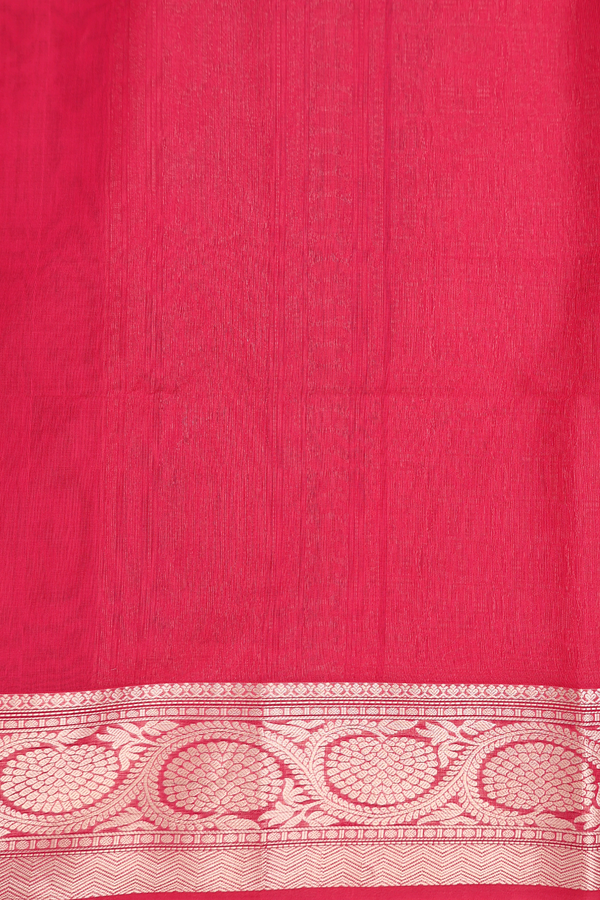 Kora Silk Cotton Saree In Peacock Blue With Zari Buttas