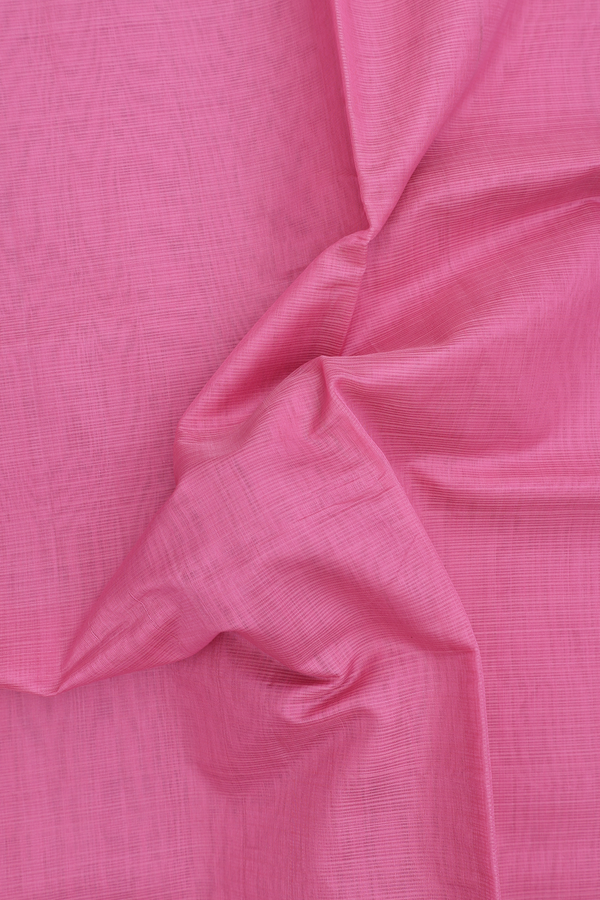 Kora Silk Cotton Saree In Pink With Paisley Border