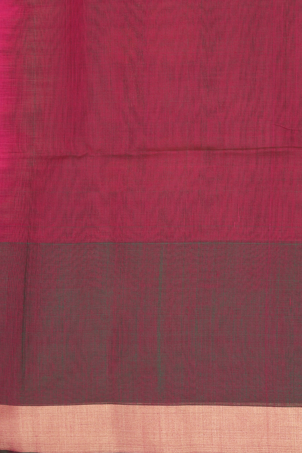Kora Silk Cotton Saree In Rani Pink With Zari Buttas