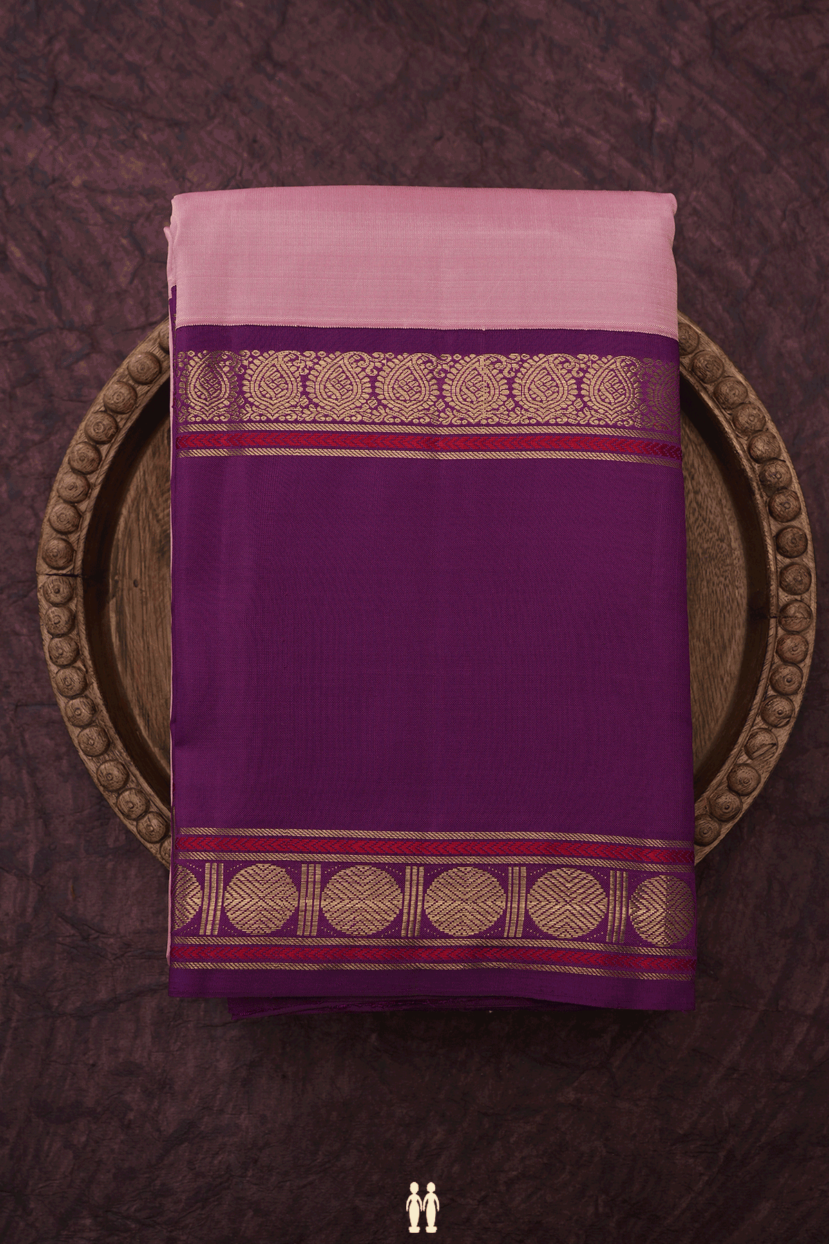 Korvai Zari Border Plain Light Pink Kanchipuram Silk Saree