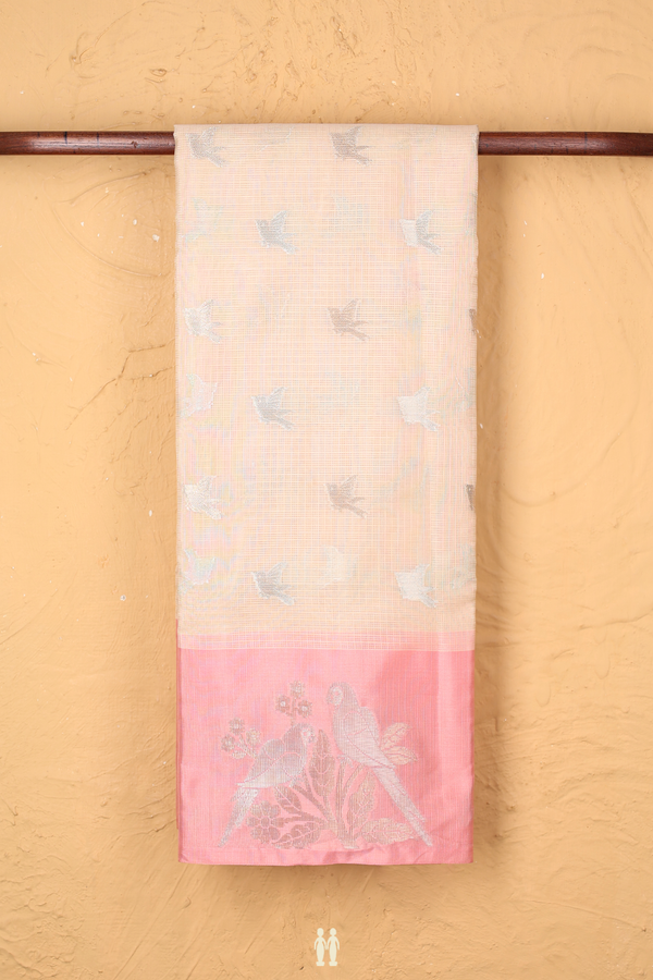 Kota Cotton Saree In Biscuit Color With Birds Buttas