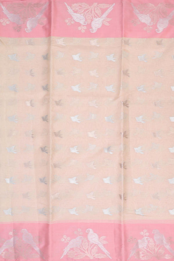 Kota Cotton Saree In Biscuit Color With Birds Buttas