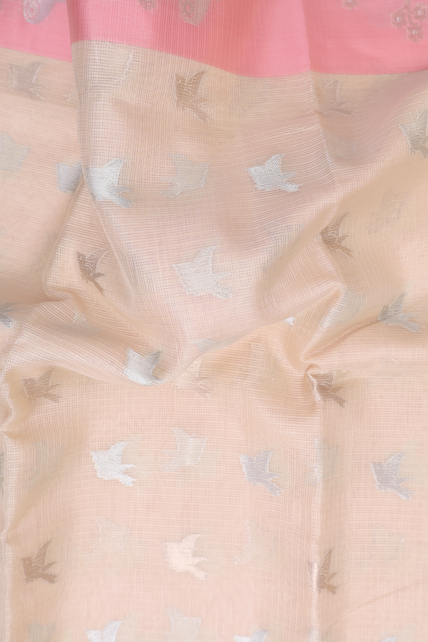 Kota Cotton Saree In Biscuit Color With Birds Buttas